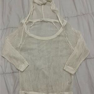 7 For All Mankind Cream Mesh Knit Top
